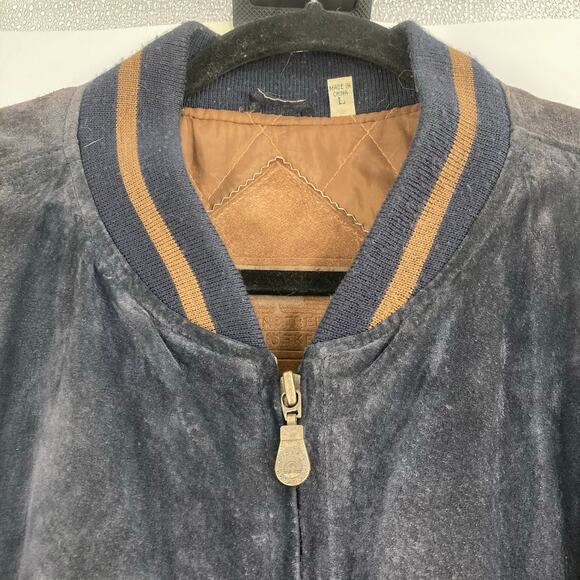 Round tree & York Vintage 90s Y2K Leather Bomber Varsity Black Brown Elbow Patch - Picture 3 of 14